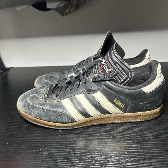 Adidas Samba Men’s Size 7.5 Classic Black White Leather Casual Shoes Sneakers - Picture 10 of 16